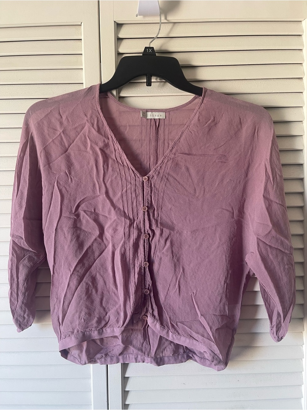 Sea Lavender Pink V-Neck Button Front Women's Top